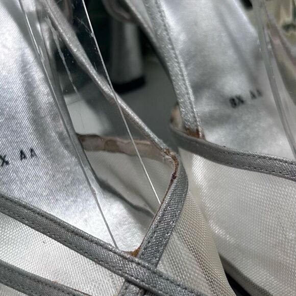 Stuart Weitzman Lame Dressy Pumps Size 8.5 Silver Matte Slingback Mesh Detail - Picture 11 of 16